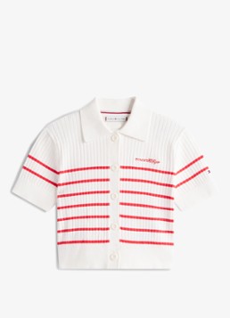 Tommy Hilfiger Meisjes Fijngebreide top met streepprint in de kleur Wit