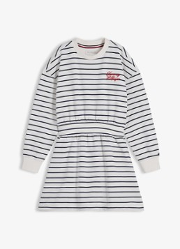 Tommy Hilfiger Meisjes Jurk met streepprint in de kleur Dark Night Navy Stripes-C1G / Wit