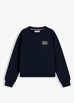 Tommy Hilfiger Meisjes Sweater met logo in de kleur Donkerblauw