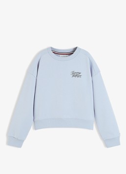 Tommy Hilfiger Meisjes Sweater met logo in de kleur Lichtblauw
