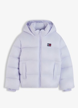 Tommy Hilfiger Meisjes Heritage puffer jas met capuchon in de kleur Lavendel