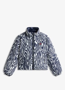 Tommy Hilfiger Reversible puffer jas met dierenprint in de kleur Blauw