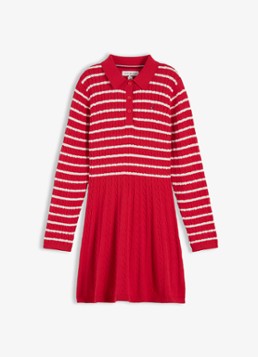 Tommy Hilfiger Meisjes Jurk met streepprint in de kleur Rood