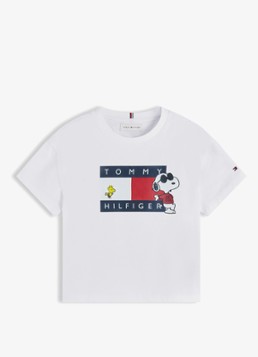 Tommy Hilfiger Meisjes T-shirt met logoprint in de kleur Wit