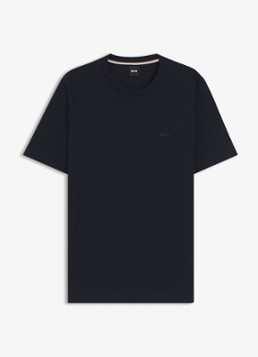 BOSS Heren T-shirt van katoenen jersey met logodetail in de kleur Donkerblauw