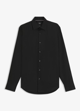 BOSS Heren H-Joe-Kent regular fit strijkvrij overhemd in de kleur Zwart