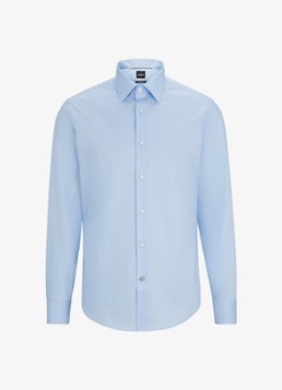 BOSS Heren H-Joe-Kent regular fit strijkvrij overhemd in de kleur Lichtblauw