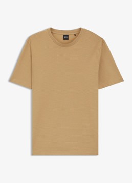 BOSS Heren T-shirt met structuur in de kleur Medium Beige-260 / Beige
