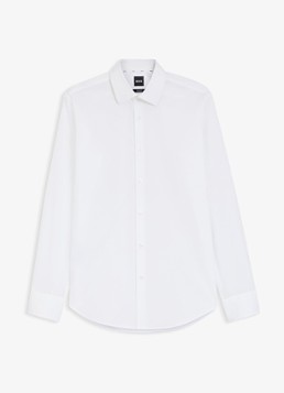 BOSS Heren Regular fit overhemd in katoenblend in de kleur Wit