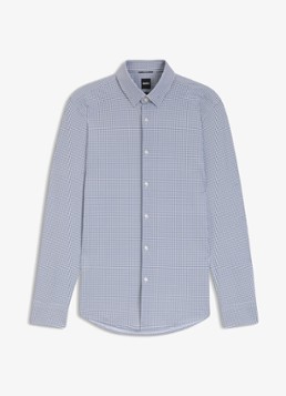 BOSS Heren Slim fit overhemd met print in de kleur Donkerblauw