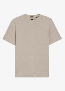 BOSS Heren T-shirt met streepprint en ronde hals in de kleur Beige