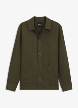 BOSS Heren Overshirt met borstzak in de kleur Khaki