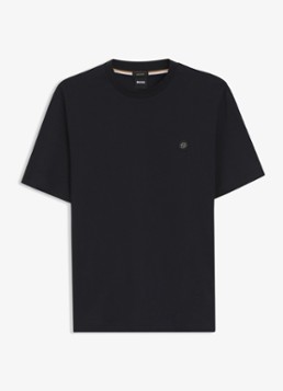 BOSS Heren T-shirt van gemerceriseerde katoen met Double B-monogram in de kleur Dark Blue-404 / Blauw