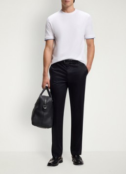 BOSS Heren T-shirt met logoborduring in de kleur Natural-101 / Wit