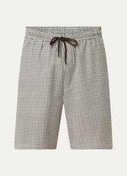Björn Borg Heren Straight fit korte broek met pied-de-poule dessin in de kleur Mosgroen, maat: XL