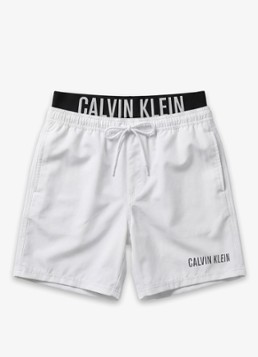 Calvin Klein Heren Zwemshorts met logo en trekkoord in de kleur Wit, maat: XXL