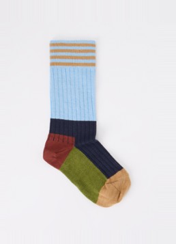 Mp Denmark Meisjes Lilo ribgebreide sokken in katoenblend in de kleur Blauw, maat: 33/36