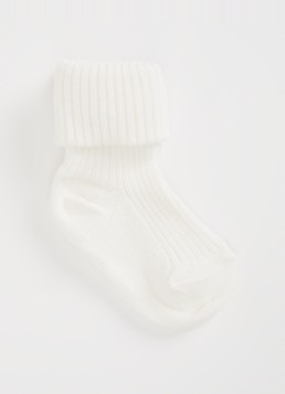 Mp Denmark Ribgebreide babysokken in de kleur Gebroken wit, maat: 19/21