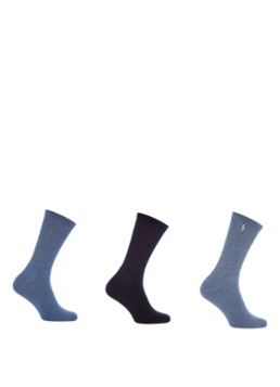 Ralph Lauren Dames Sokken in uni in 3-pack in de kleur Blauw, maat: 1 SIZE