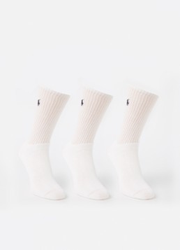 Ralph Lauren Heren Crew sportsokken met logo in 3-pack in de kleur White, maat: 1 SIZE