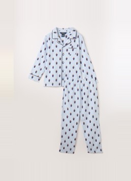 Ralph Lauren Meisjes Pyjamaset met logoprint in de kleur Lichtblauw, maat: 116/122