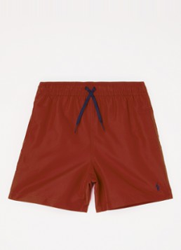Ralph Lauren Jongens Travlr zwemshorts met logo in de kleur Donkerrood, maat: S