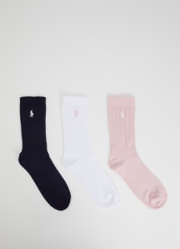 Ralph Lauren Meisjes Sokken met print in 3-pack in de kleur Donkerblauw, maat: 9Y/11Y