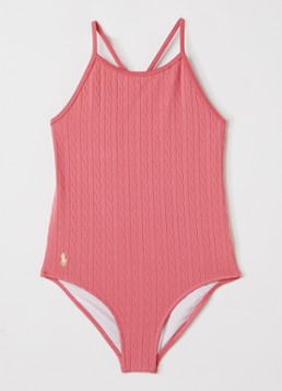 Ralph Lauren Meisjes Badpak met logoborduring in de kleur Roze, maat: 12