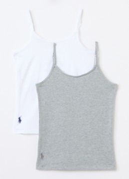 Ralph Lauren Meisjes Singlet met logoborduring in 2-pack in de kleur Grijsmele, maat: L=152
