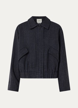 Elvine Dames Nova bomberjack van wol met klepzakken in de kleur Donkerblauw, maat: XS