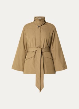 Elvine Dames Roya trenchcoat met opstaande kraag en strikceintuur in de kleur Camel, maat: XS