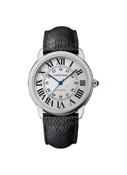 Cartier Heren Ronde Solo de Cartier 42 mm horloge van staal en kalfsleer CRWSRN0022 in de kleur Zwart
