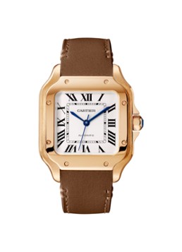 Cartier Heren Santos de Cartier medium horloge van 18 karaat roségoud en kalfsleer CRWGSA0045 in de kleur Roségoud