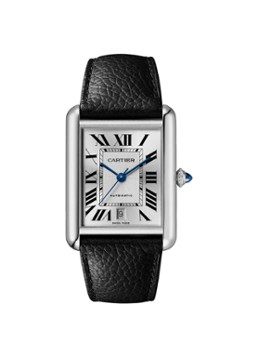 Cartier Heren Tank Must extra-large horloge van staal en kalfsleer - Automatic CRWSTA0040 in de kleur Zilver