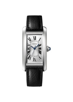 Cartier Heren Tank Amèricaine Medium horloge van staal en kalfsleer CRWSTA0050 in de kleur Zilver