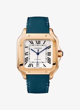 Cartier Heren Santos de Cartier horloge, groot model van 18 karaat roségoud met verwisselbare band CRWGSA0037 in de kleur Roségoud
