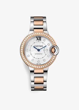 Cartier Dames Ballon Bleu de Cartier horloge van 18 karaat roségoud en staal met 0,63 ct diamant CRW3BB0023 in de kleur Roségoud