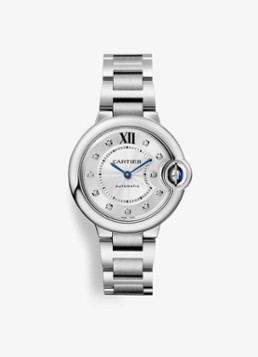Cartier Dames Ballon Bleu de Cartier horloge met 0,05 ct diamant CRW4BB0021 in de kleur Zilver