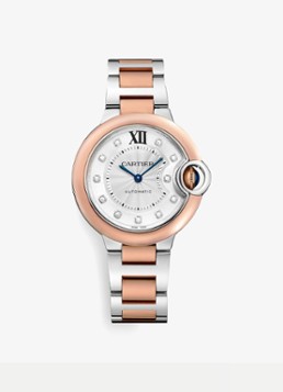 Cartier Dames Ballon Bleu de Cartier horloge van 18 karaat roségoud en staal met 0,05 ct diamant CRW3BB0021 in de kleur Roségoud