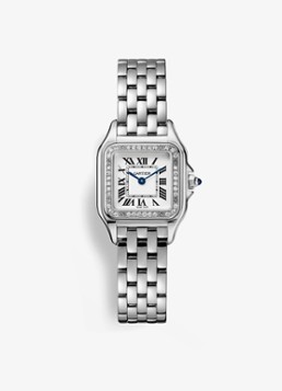 Cartier Dames Panthère de Cartier horloge, klein model met diamanten CRW4PN0016 in de kleur Zilver