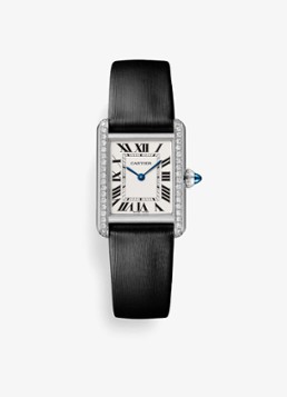 Cartier Dames Tank Must de Cartier horloge, small model met 0.39 ct diamant CRW4TA0031 in de kleur Zilver