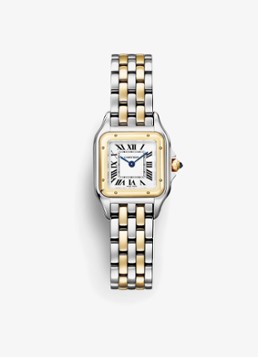 Cartier Dames Panthère de Cartier horloge, klein model van 18 karaat geelgoud en staal CRW2PN0018 in de kleur Zilver