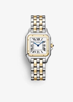 Cartier Dames Panthère de Cartier horloge, medium model van 18 karaat geelgoud en staal CRW2PN0019 in de kleur Zilver