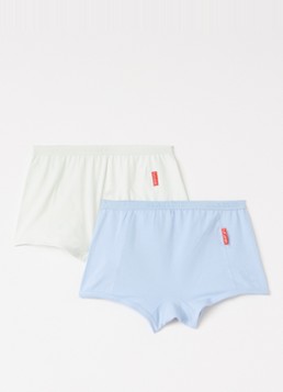 Claesens Meisjes Boxershorts met logoband in 2-pack in de kleur Blauwgrijs