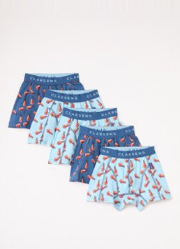 Claesens Jongens Boxershorts met logoband in 5-pack in de kleur Blauw