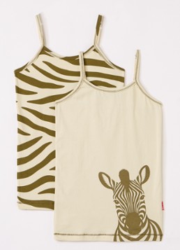 Claesens Meisjes Singlet met print in 2-pack in de kleur Mosgroen