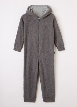 Claesens Jongens Junior Onesie van teddy met capuchon in de kleur Donkergrijs