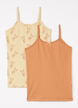Claesens Meisjes Singlet met print in 2-pack in de kleur Oranje