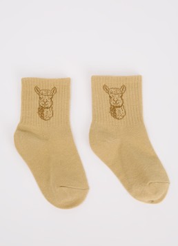 Claesens Meisjes Sokken met print en ribstructuur in 2-pack in de kleur Camel