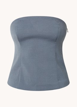 SAMSØE SAMSØE Dames Elyn strapless top met smockwerk in de kleur Grijs, maat: XL